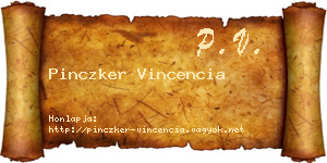 Pinczker Vincencia névjegykártya